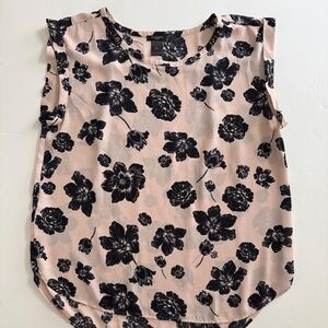 Pink & Black Floral Short Sleeve Top